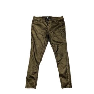 Bisou Bisou Gold metallic stretch skinny pants Sz 14
